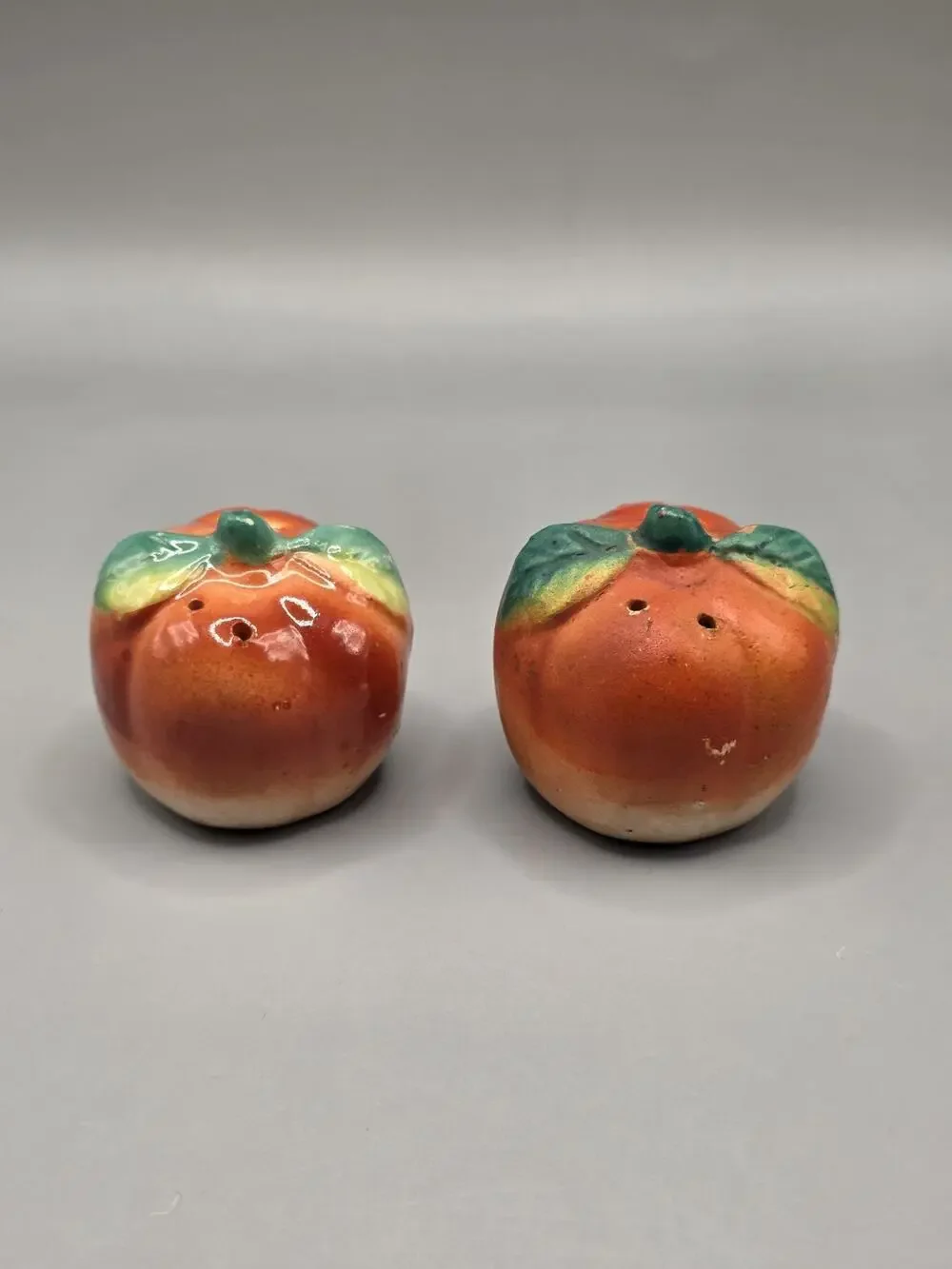 Vintage Tomato(Peach?) Salt Pepper Shakers Japan MCM-see Photos